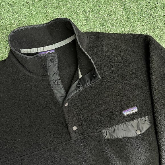 Patagonia Jackets & Blazers - RARE Patagonia Vintage Snap-T Synchilla Fleece Pullover Mens Black XL Gorpcore